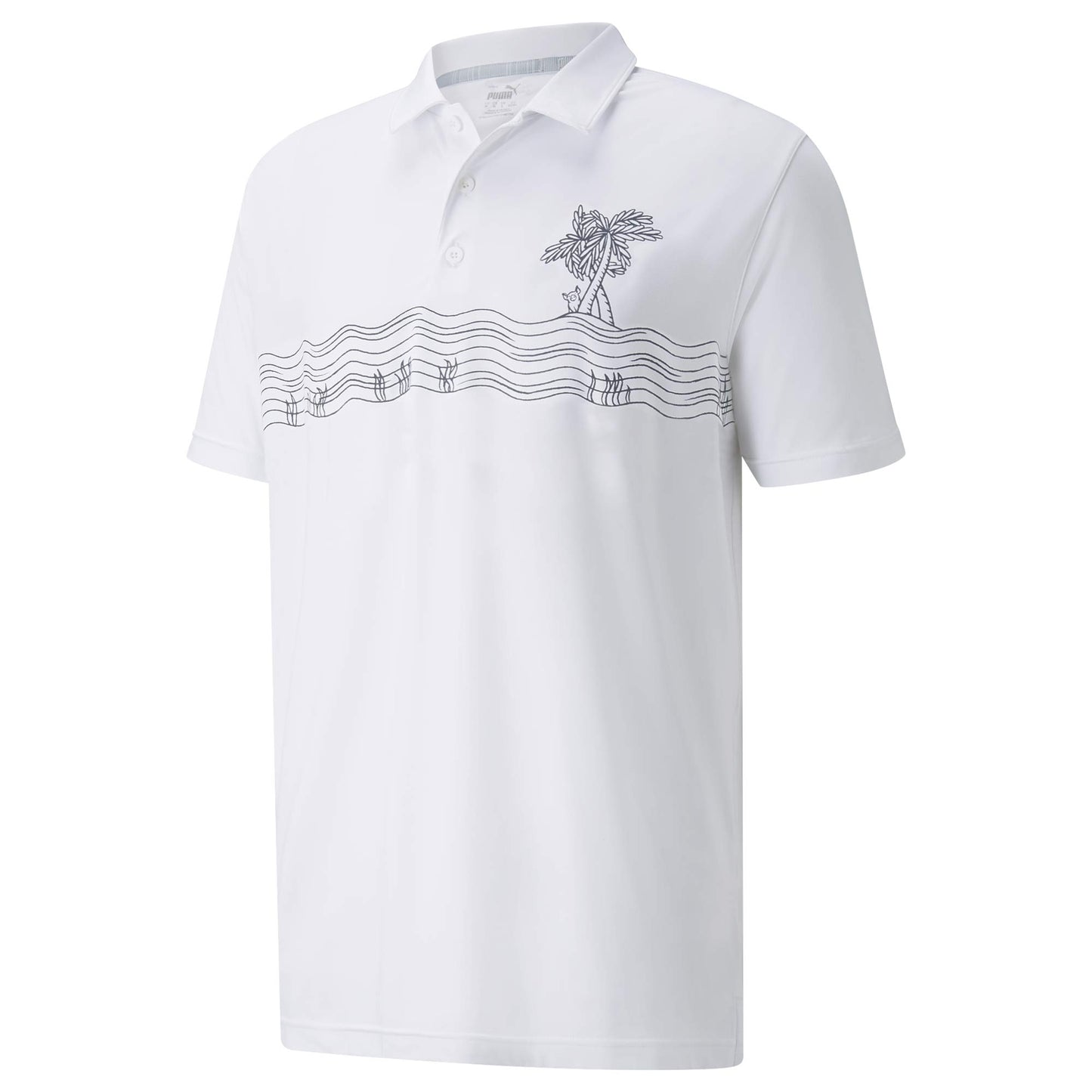 Puma Cloudspun Oasis Herrengolfpoloshirt Weiss-Navy