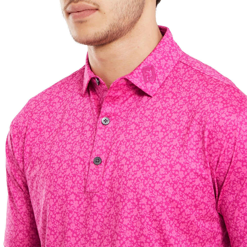 FootJoy Painted Floal Herrengolfpoloshirt Berry