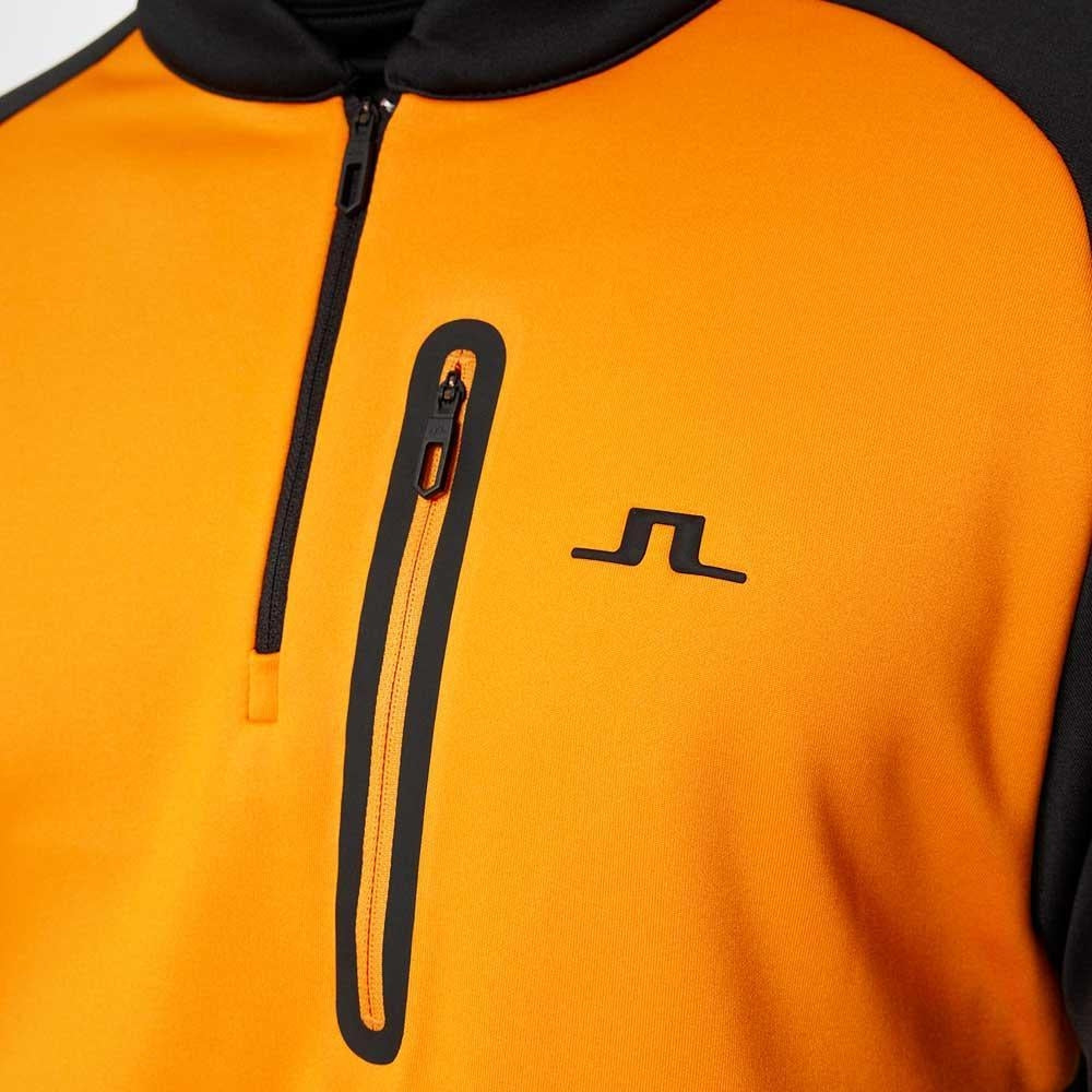 Lindeberg M Adam Quarter Zip Mid Layer Herrengolfpullover Schwarz-Orange