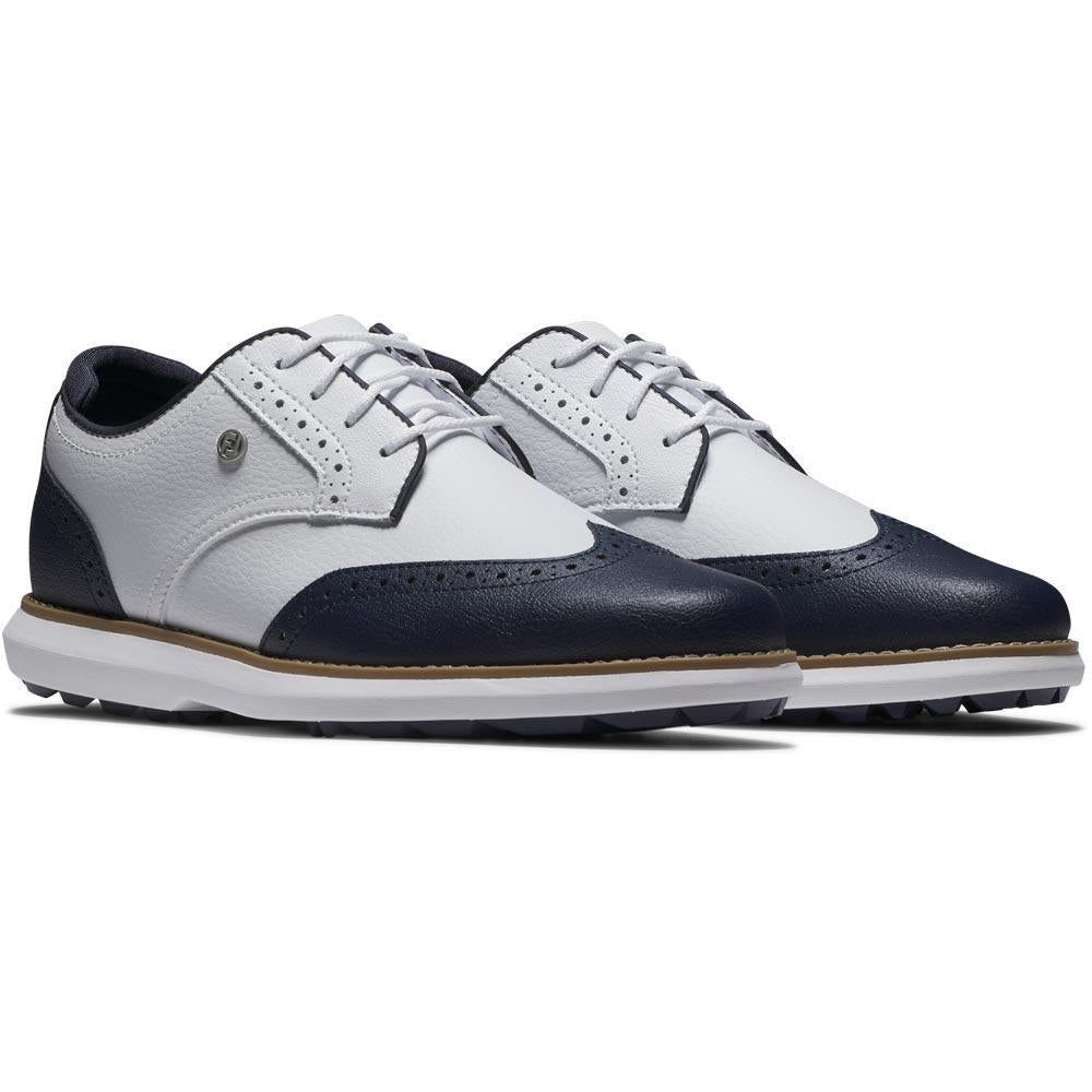 FootJoy Traditions Spikeless Wing Tip Damengolfschuh White-Navy