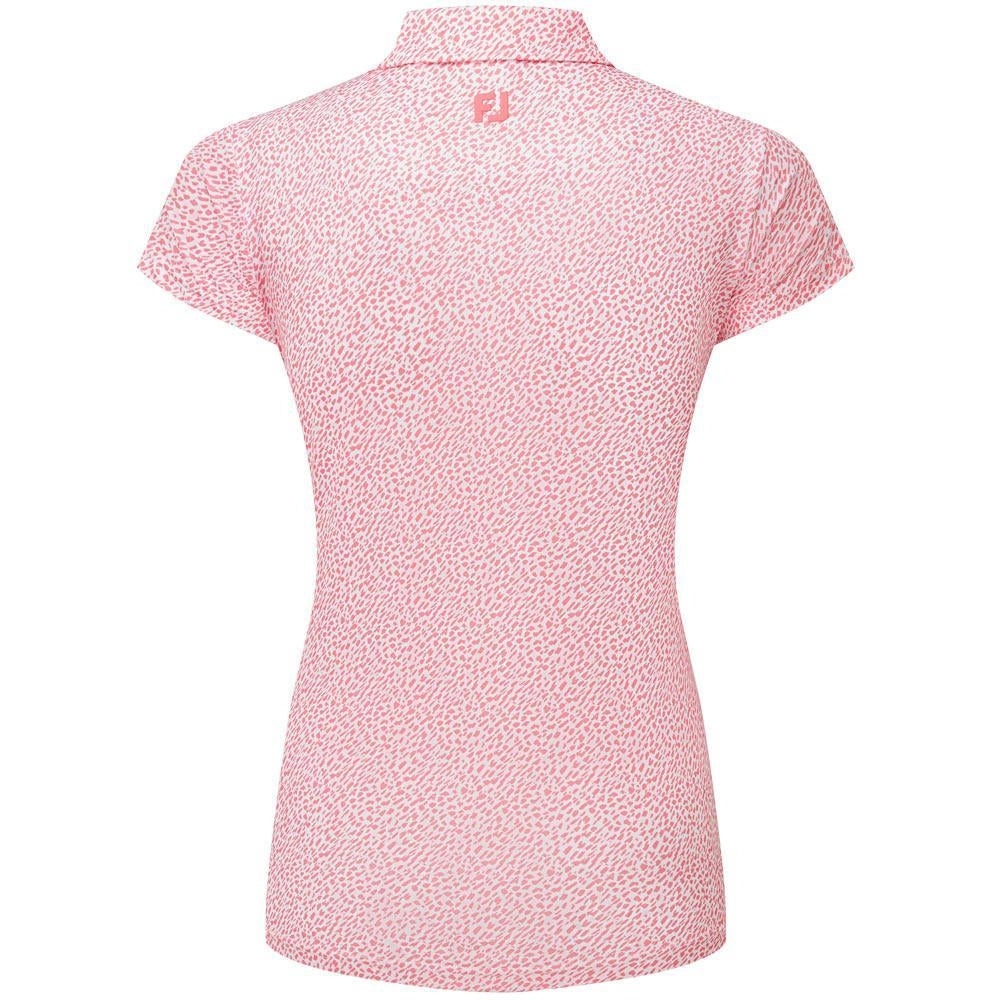 FootJoy Animal Print Cap Sleeve Damengolfpoloshirt Pink Lemonade