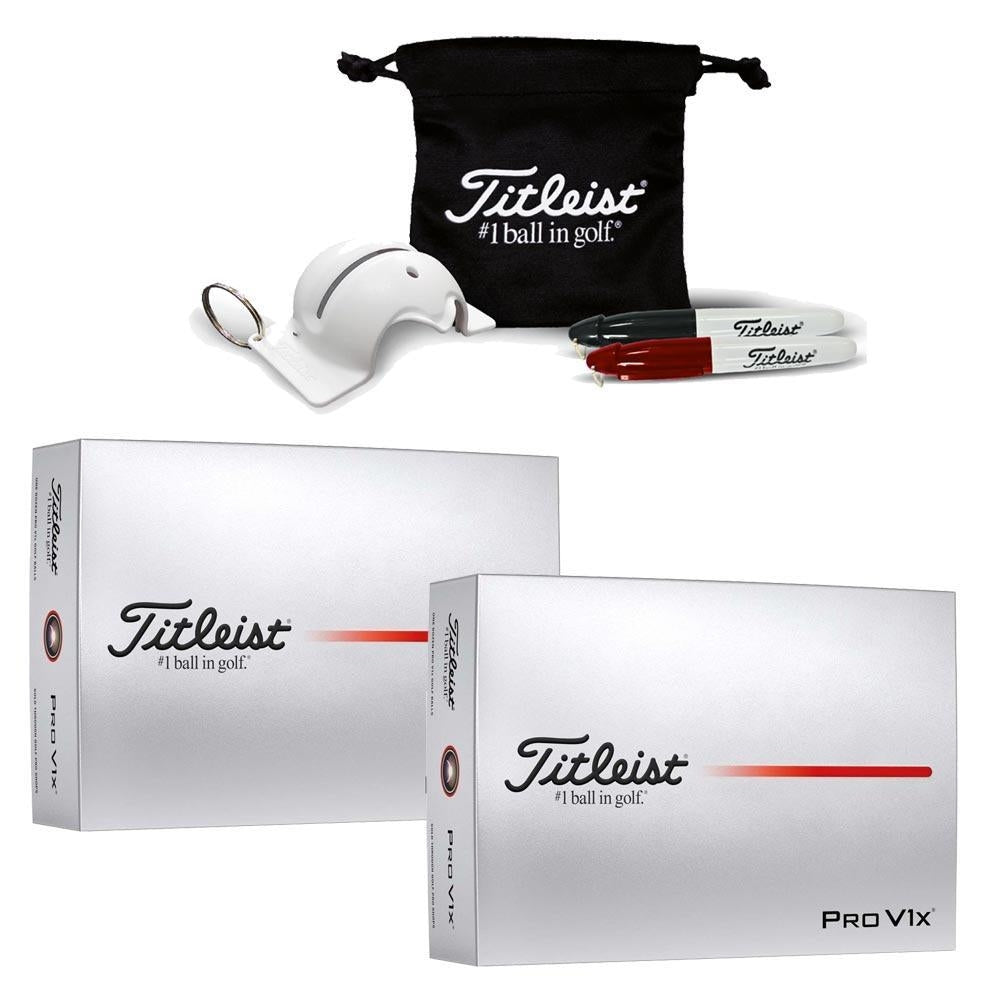 Titleist 2 Dutzend Pro V1 Golfbälle 2025 inkl. Ballmarker Box
