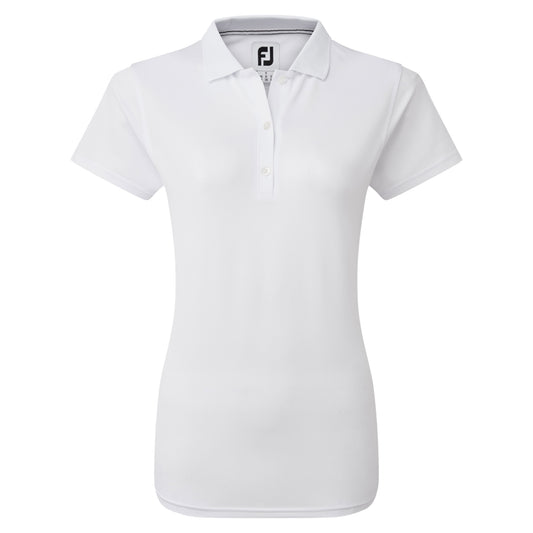 FootJoy Stretch Pique Solid Damengolfpoloshirt Weiss