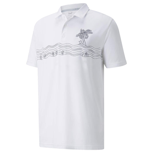 Puma Cloudspun Oasis Herrengolfpoloshirt Weiss-Navy