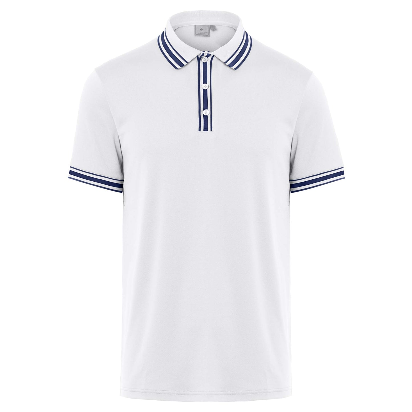 Cross M Nostalgia Herrengolfpoloshirt Weiss-D.Blau