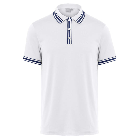 Cross M Nostalgia Herrengolfpoloshirt Weiss-D.Blau