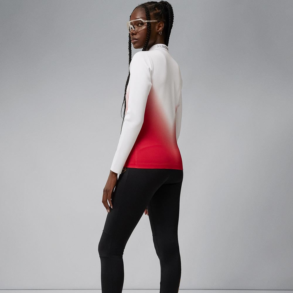 Lindeberg W Halo Full Zip Mid Layer Damengolfjacke Weiss-Cherry