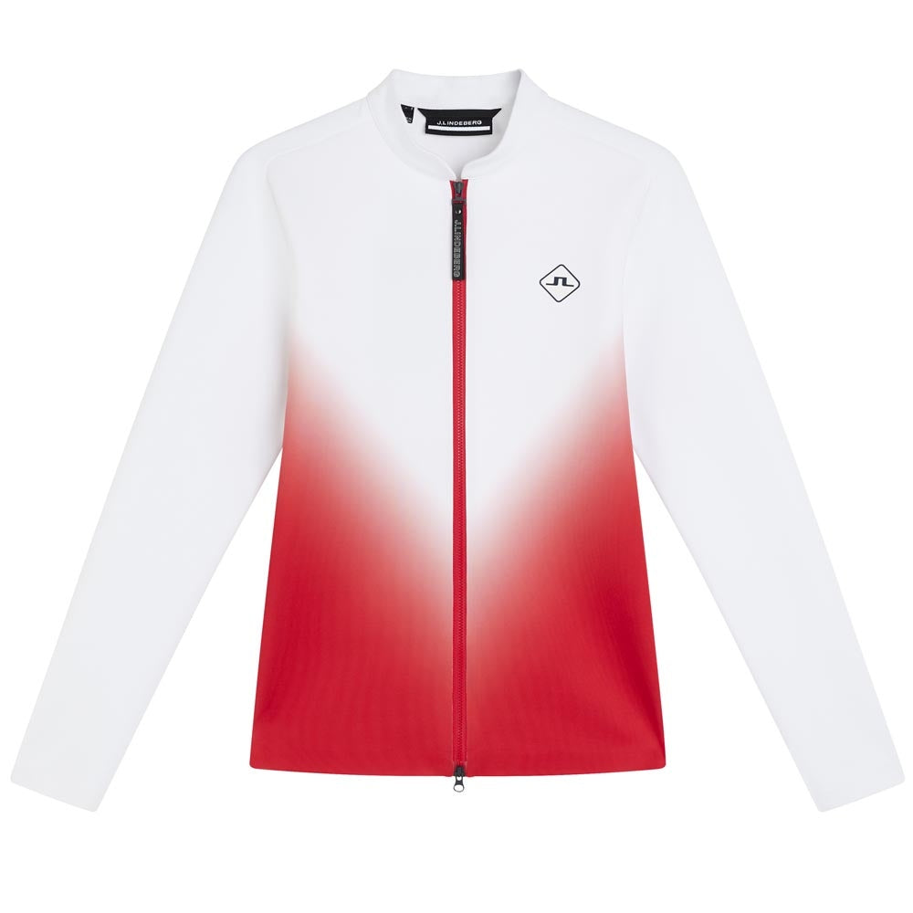Lindeberg W Halo Full Zip Mid Layer Damengolfjacke Weiss-Cherry