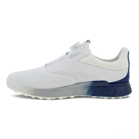 Ecco Golf S-Three BOA Herrengolfschuhe Weiss-Blau