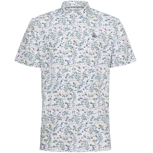 Penguin Pete in the Park Herrengolfpoloshirt Weiss-Print