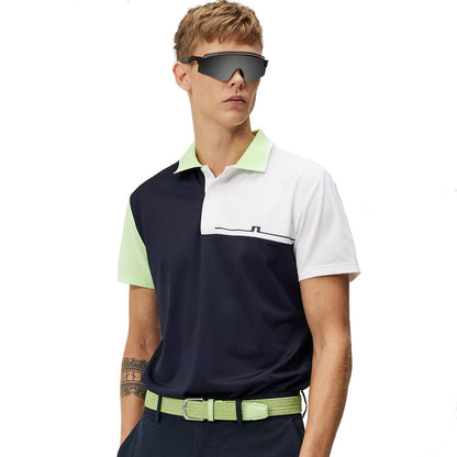 Lindeberg M Cliff Reg Fit Herrengolfpoloshirt Navy-Green-White