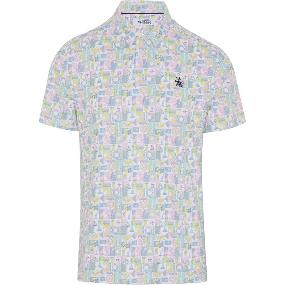Penguin Pete´s Game Grid Print Herrengolfpoloshirt Print