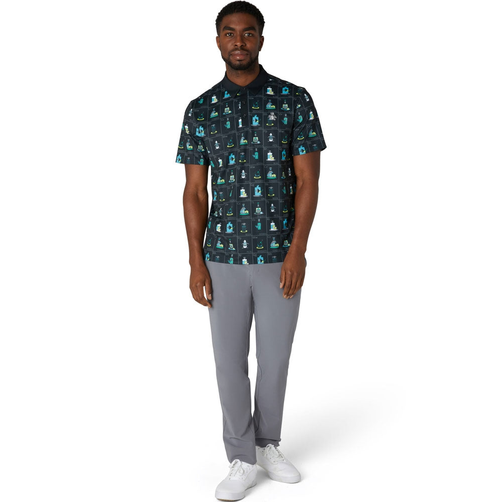 Penguin Pete´s Flash Cards Print Herrengolfpoloshirt Black-Print