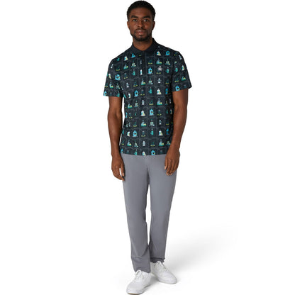 Penguin Pete´s Flash Cards Print Herrengolfpoloshirt Black-Print