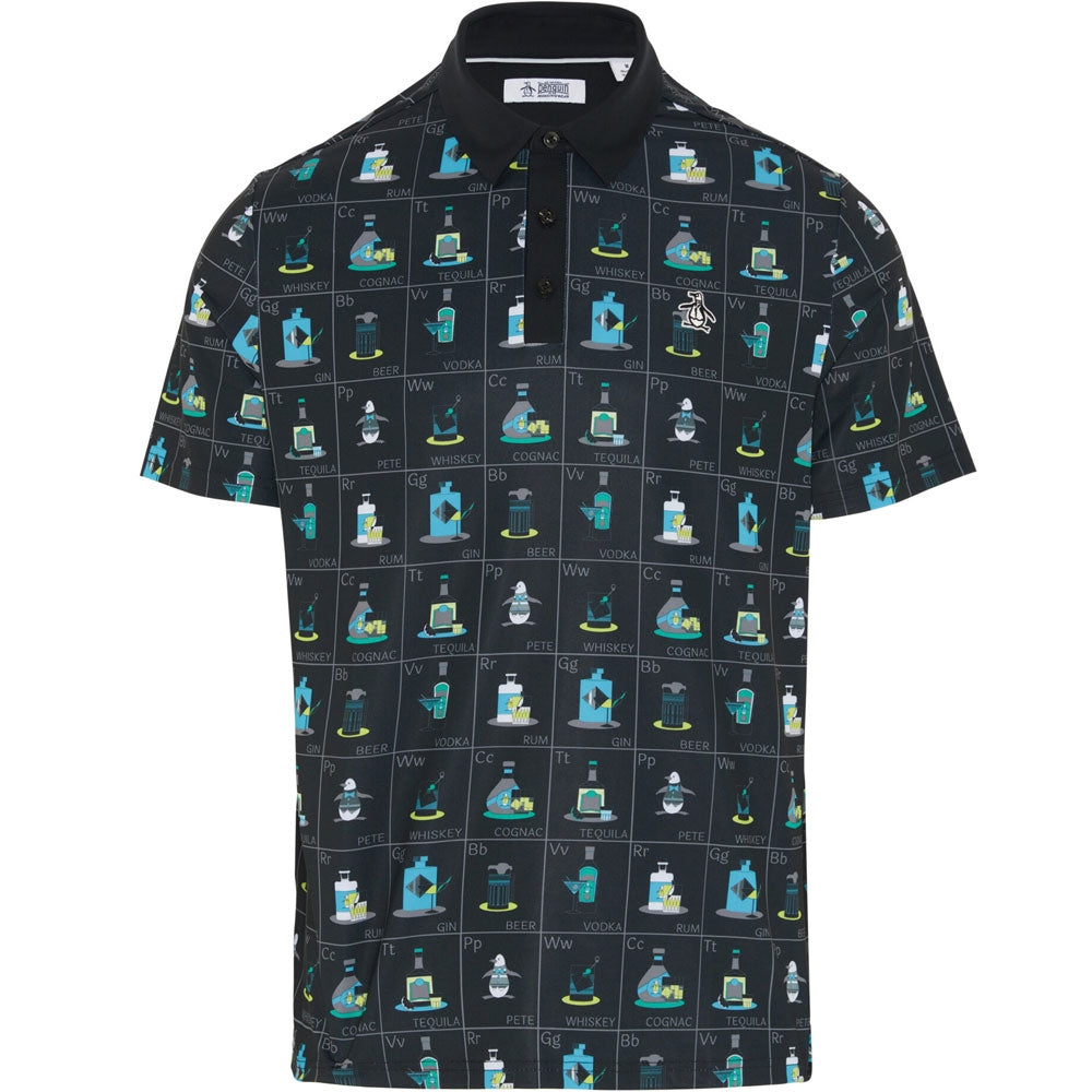 Penguin Pete´s Flash Cards Print Herrengolfpoloshirt Black-Print
