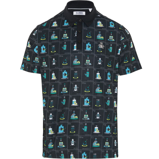 Penguin Pete´s Flash Cards Print Herrengolfpoloshirt Black-Print