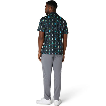 Penguin Pete´s Flash Cards Print Herrengolfpoloshirt Black-Print