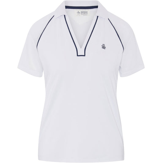 Penguin V-Neck Block Colour Damenpoloshirt Weiss