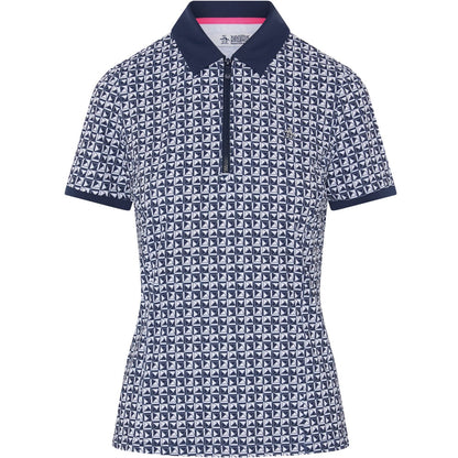 Penguin Geo Printed Damenpoloshirt Navy