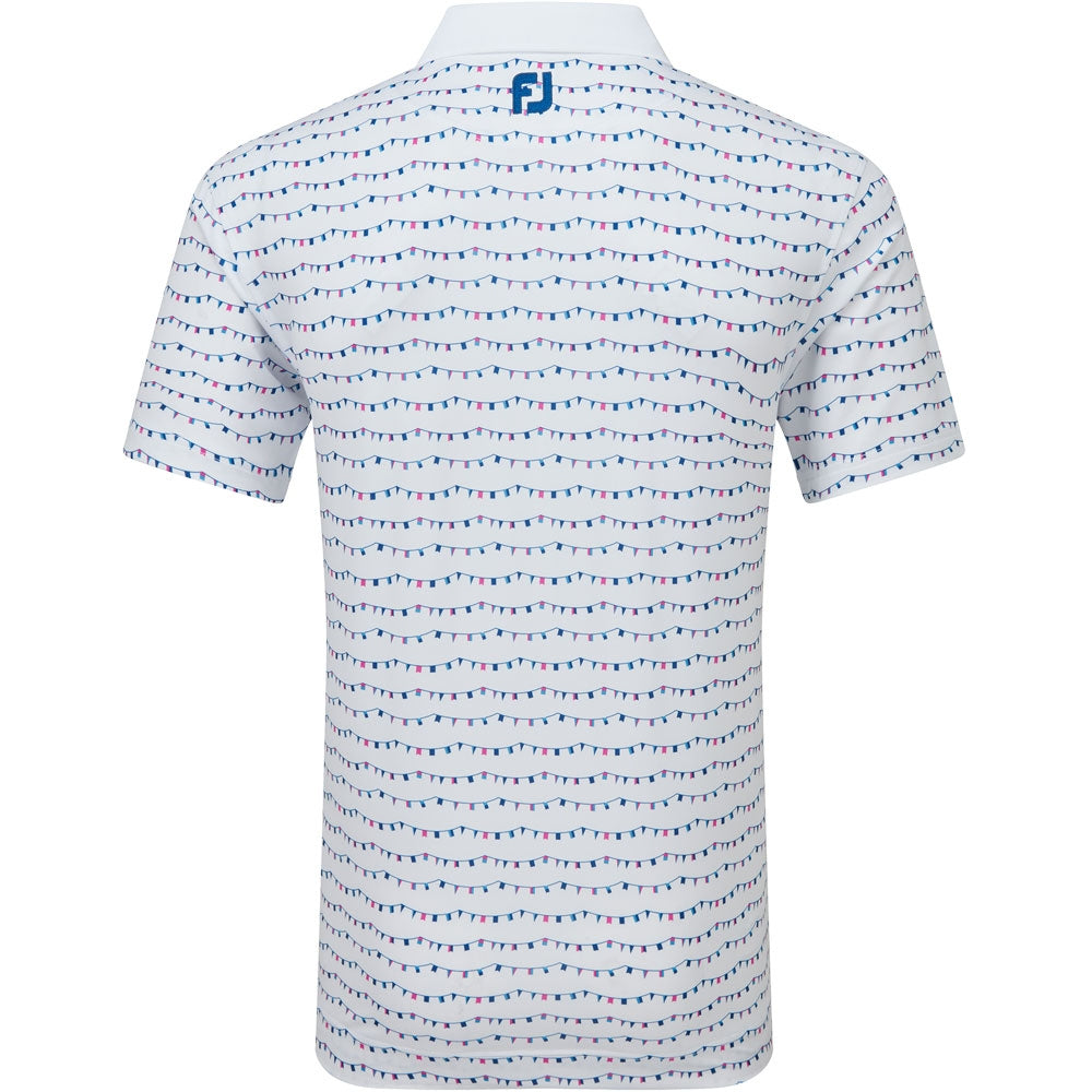 FootJoy Flag Banner Print Herrengolfpoloshirt Weiss-Print