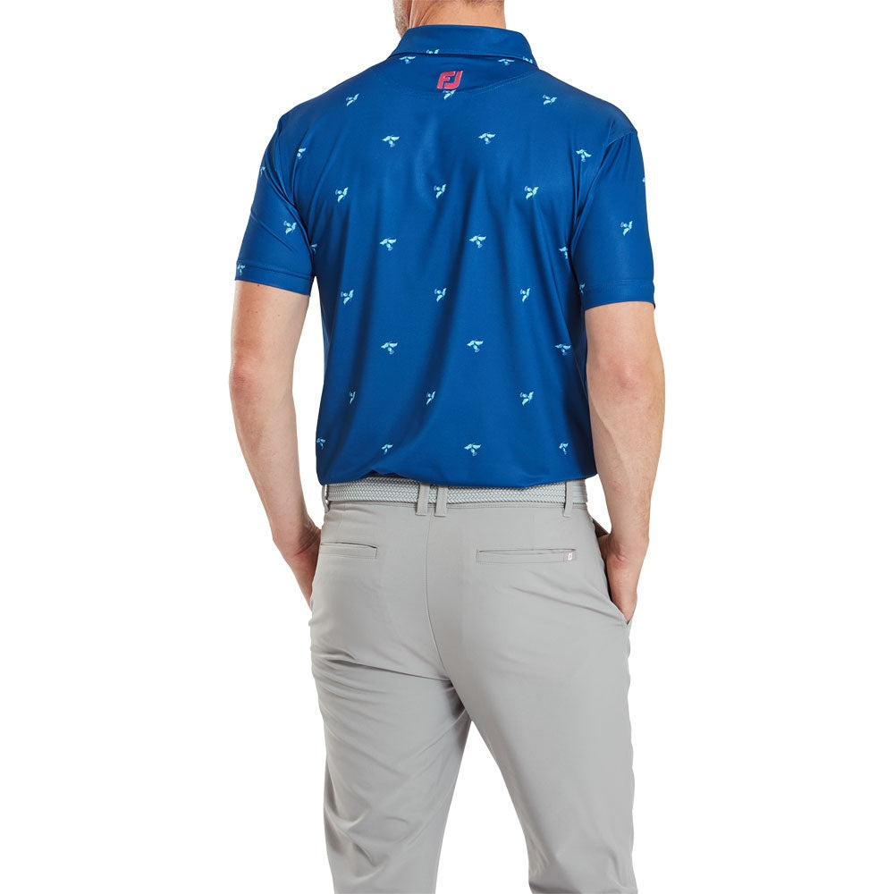 FootJoy Thistle Print Herrengolfpoloshirt Blue-Print
