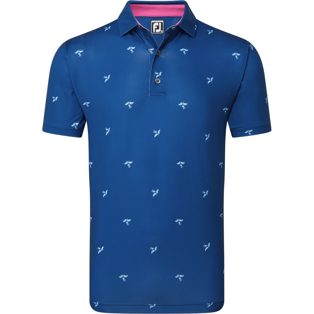 FootJoy Thistle Print Herrengolfpoloshirt Blue-Print