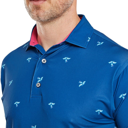 FootJoy Thistle Print Herrengolfpoloshirt Blue-Print
