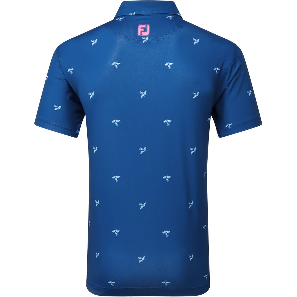 FootJoy Thistle Print Herrengolfpoloshirt Blue-Print