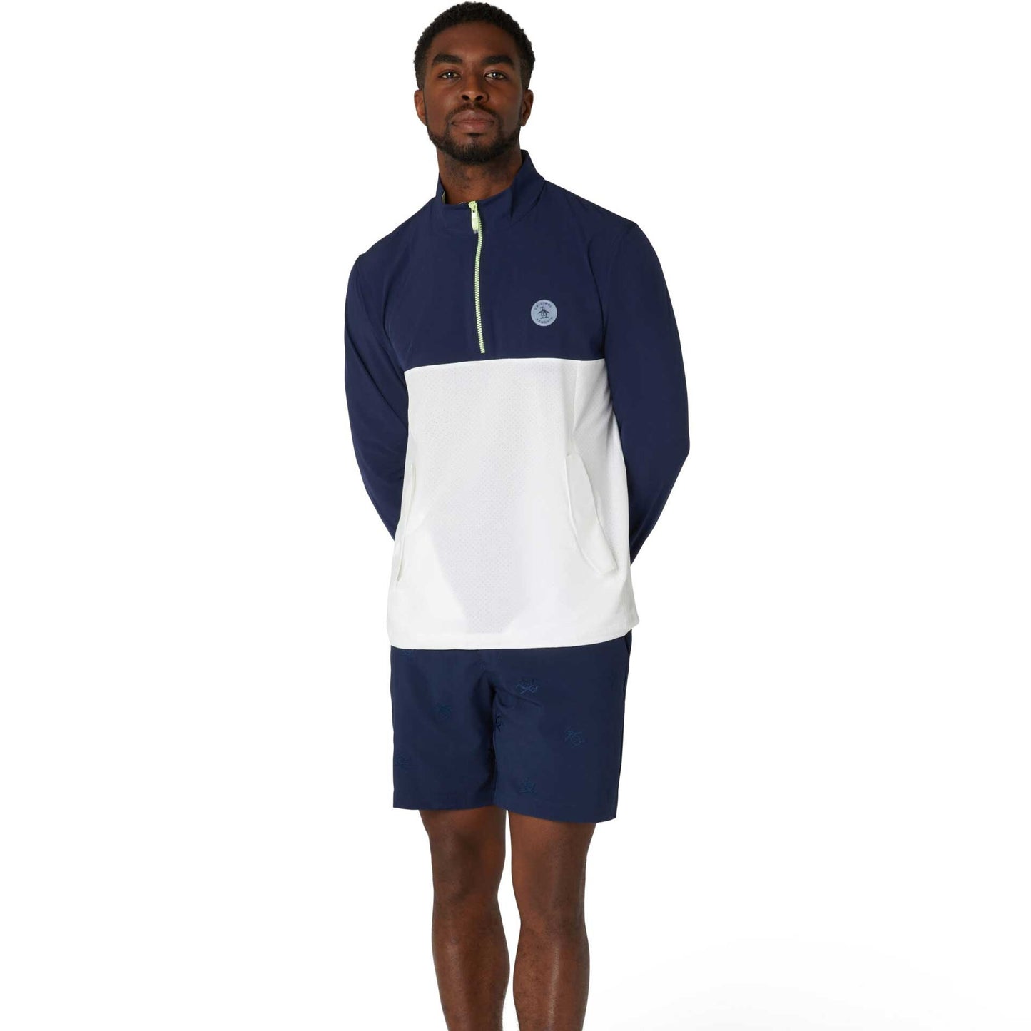 Penguin Lightweight 1/4 Zip Herrengolfjacke Navy-White-Green