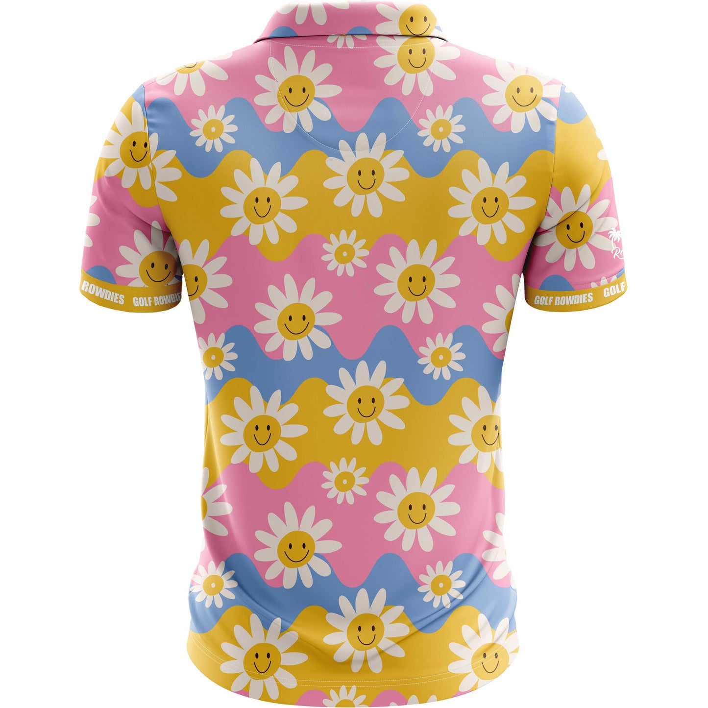 Golf Rowdies Retro Flower Herrengolfpoloshirt