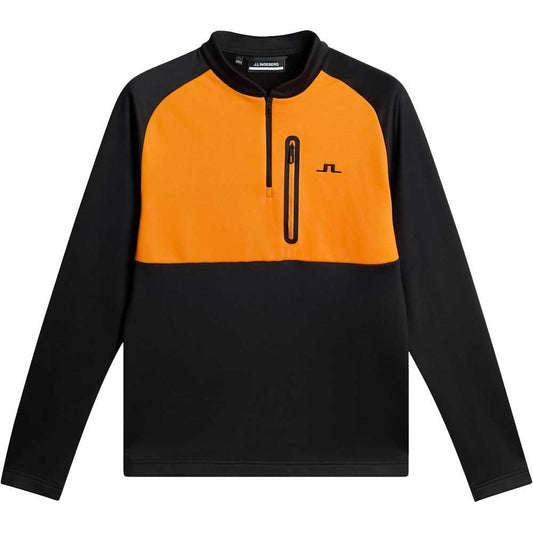 Lindeberg M Adam Quarter Zip Mid Layer Herrengolfpullover Schwarz-Orange
