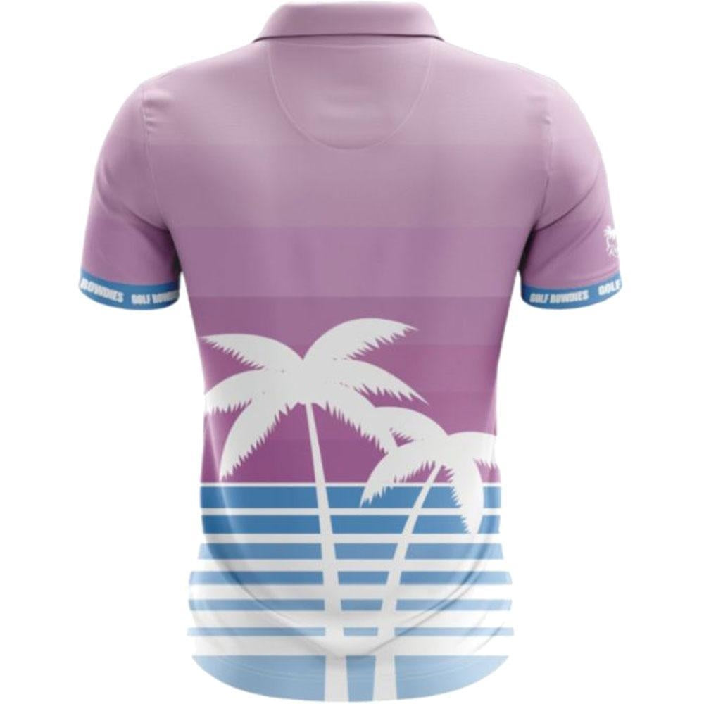 Golf Rowdies Retro Palms Trees Herrengolfpoloshirt