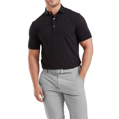 FootJoy Jacquard Dot Herrengolfpoloshirt Black