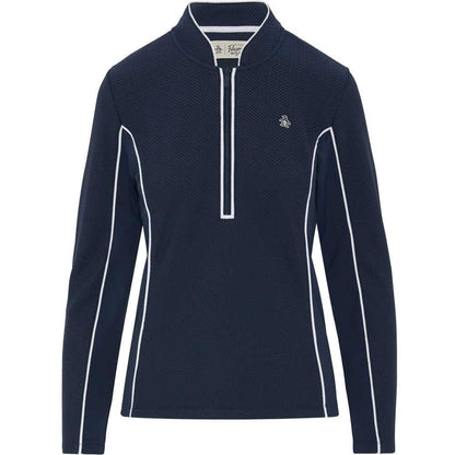 Penguin Midweight Textured 1/4 Zip Damenpullover Navy