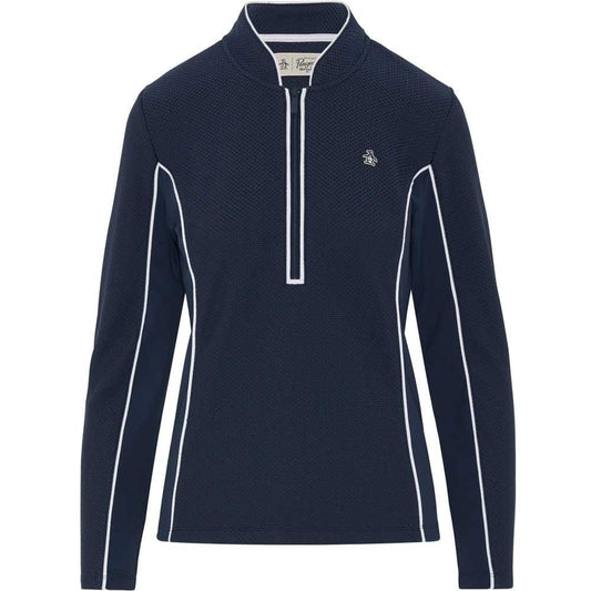 Penguin Midweight Textured 1/4 Zip Damenpullover Navy
