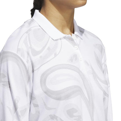Adidas Go-To Damenlangarmgolfpoloshirt White-Grau