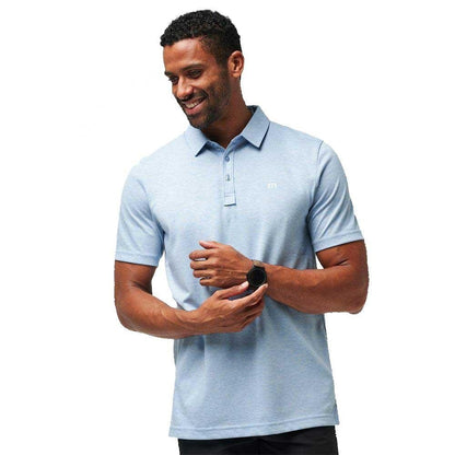 TravisMathew The Zinna Heather Light Blue Herrengolfpoloshirt