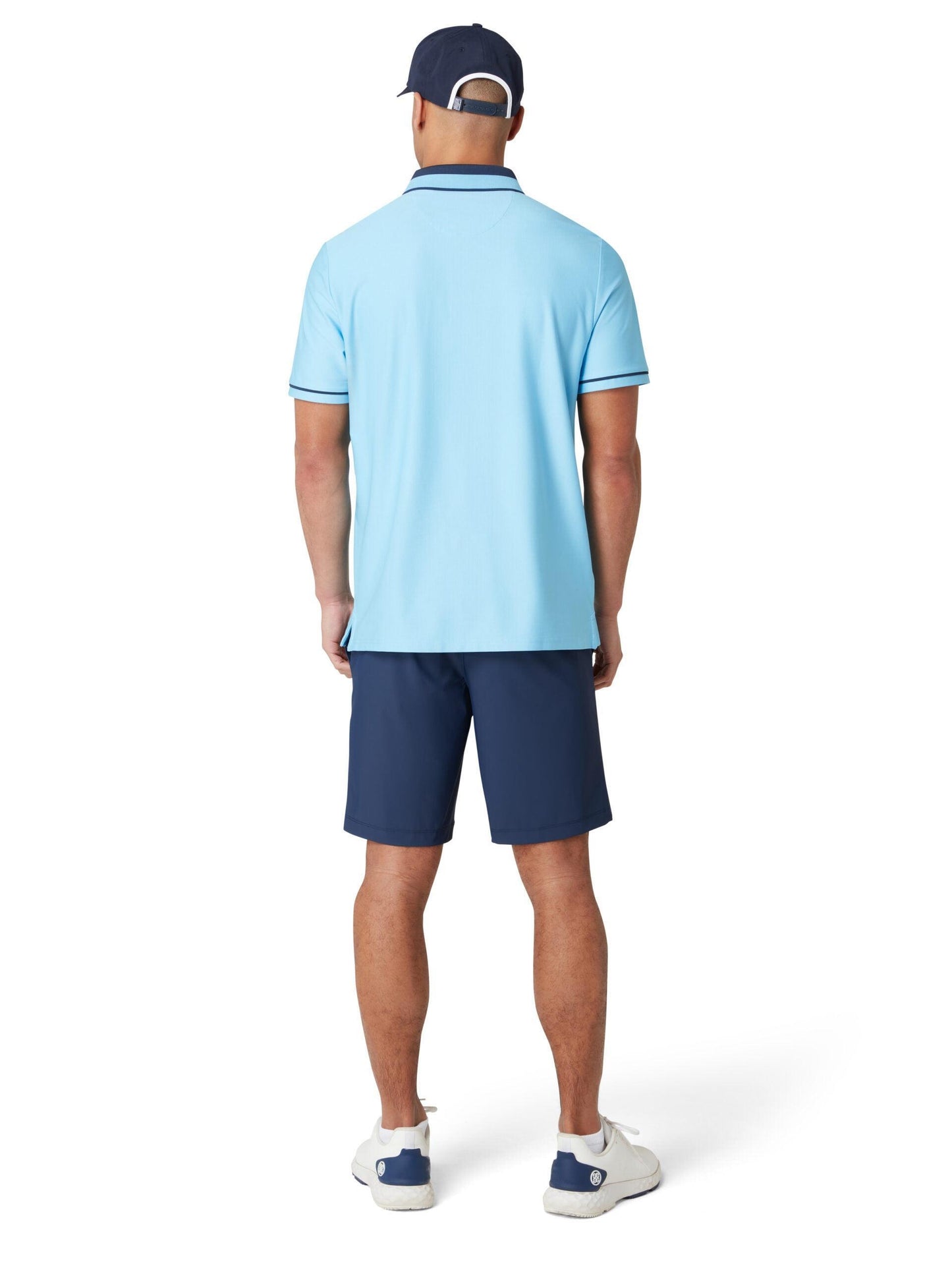 Penguin Ribbed Earl Blocked Herrengolfpoloshirt Blau