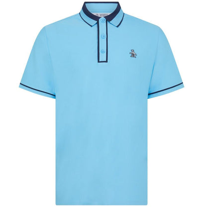 Penguin Ribbed Earl Blocked Herrengolfpoloshirt Blau