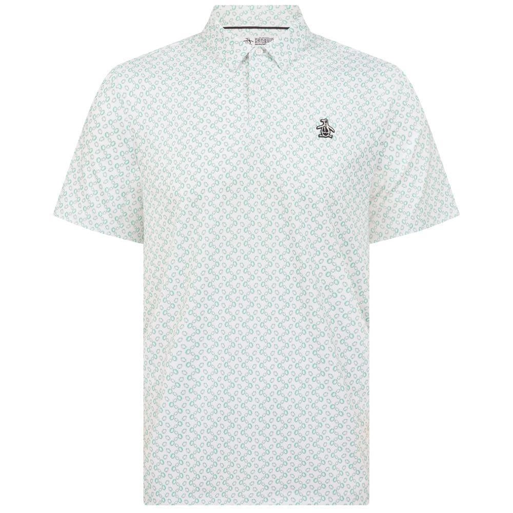 Penguin All over Lifesaver Print Herrengolfpoloshirt Weiss