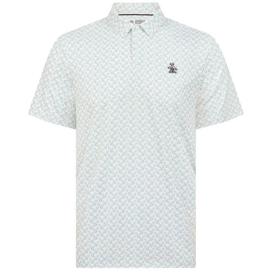 Penguin All over Lifesaver Print Herrengolfpoloshirt Weiss