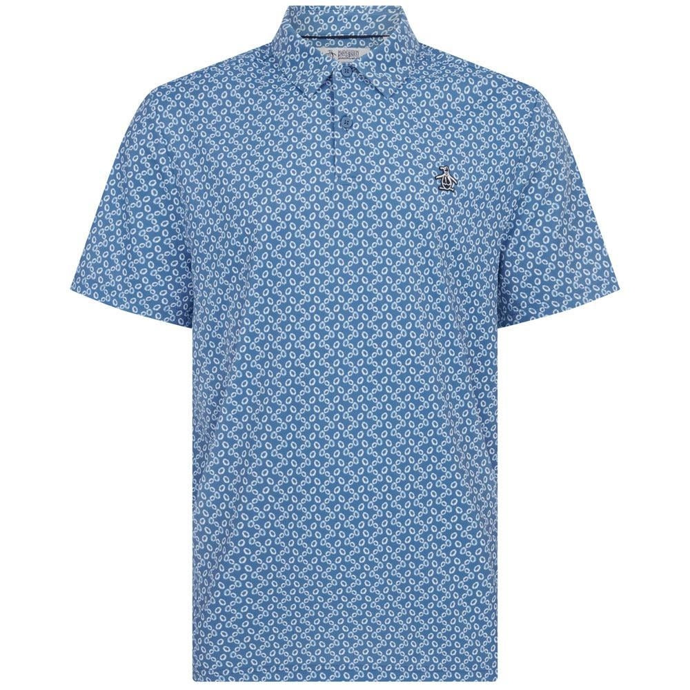 Penguin All over Lifesaver Print Herrengolfpoloshirt Blau