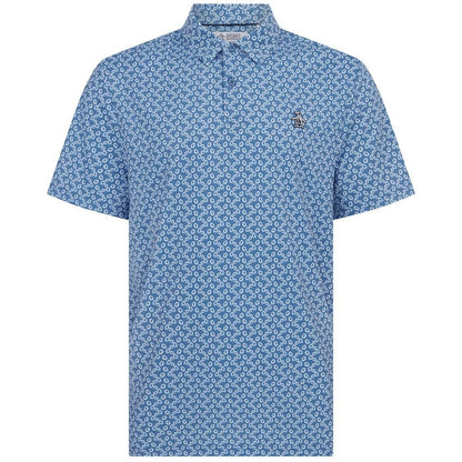 Penguin All over Lifesaver Print Herrengolfpoloshirt Blau