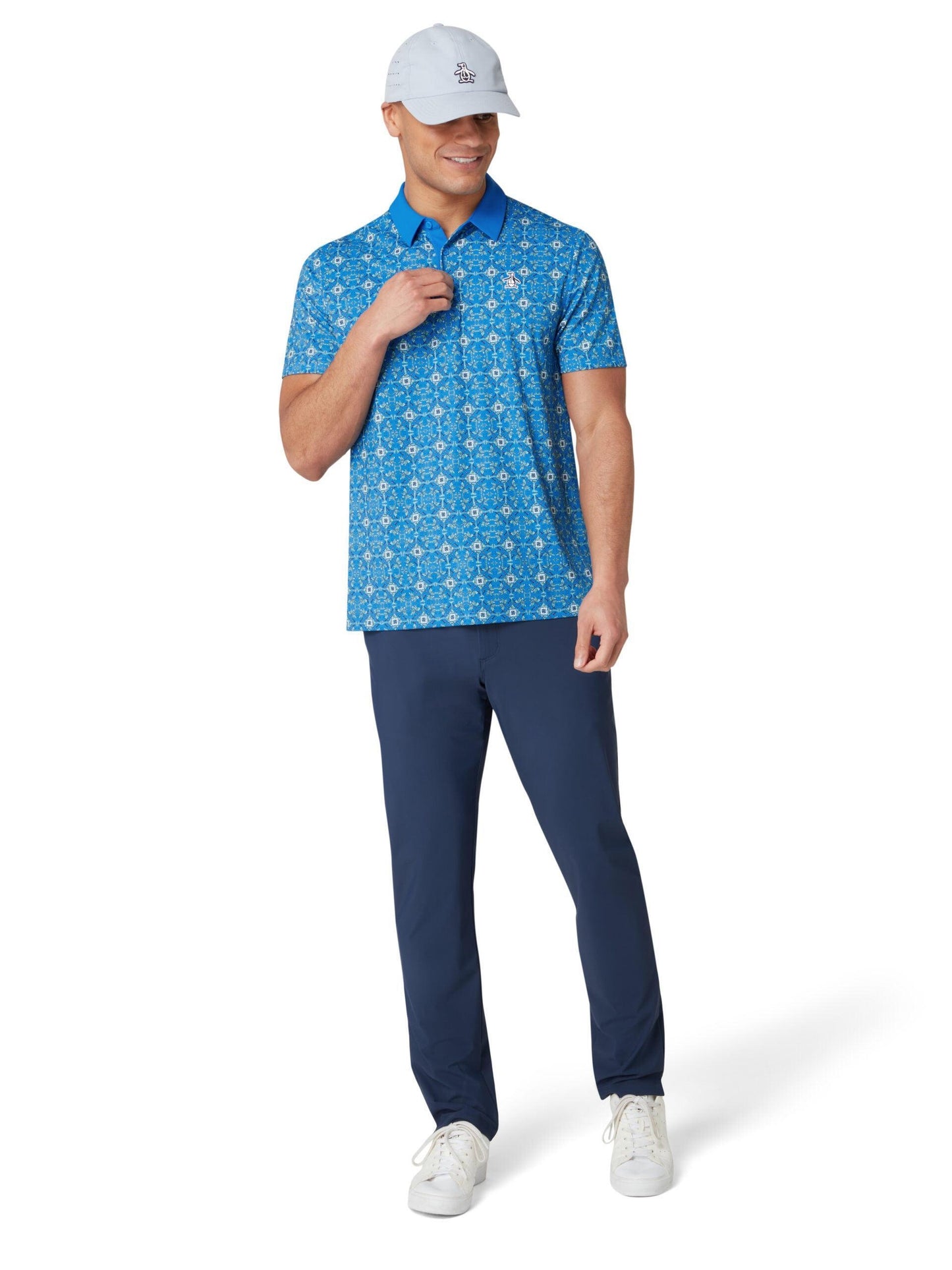 Penguin Pete´s Cocktail Windowpane Herrengolfpoloshirt