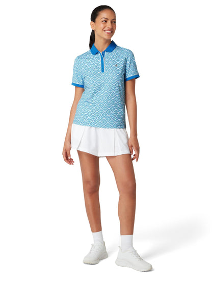 Penguin Sleeve Printed Damenpolo Blau