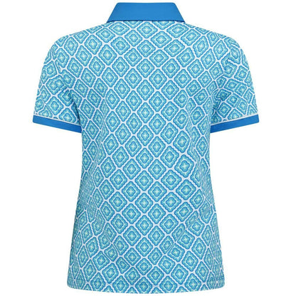Penguin Sleeve Printed Damenpolo Blau