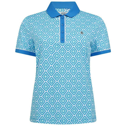 Penguin Sleeve Printed Damenpolo Blau