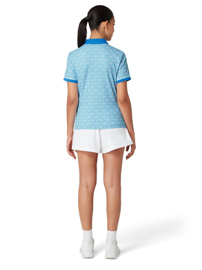 Penguin Sleeve Printed Damenpolo Blau