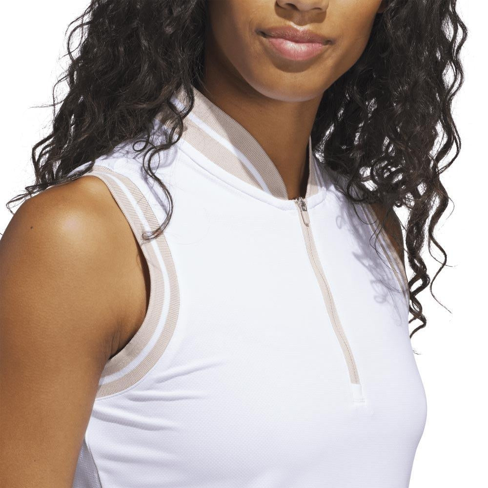 Adidas Ultimate365 Zip Sleeveless Damengolfpoloshirt White