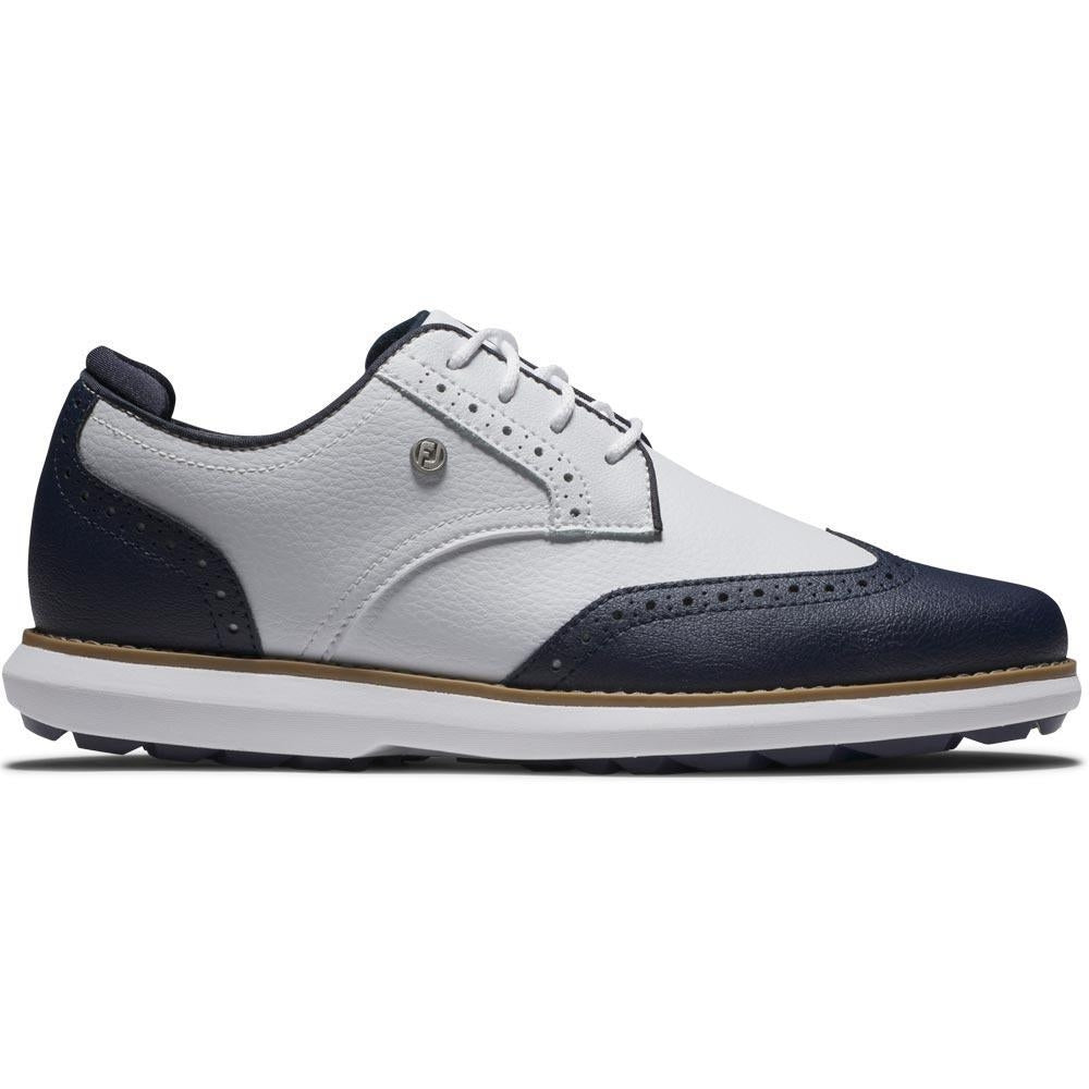 FootJoy Traditions Spikeless Wing Tip Damengolfschuh White-Navy